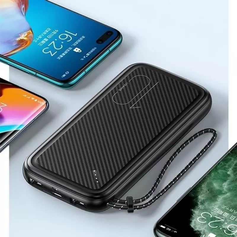 Przenośny powerbank USAMS PB56 10000mAh 2xUSB / USB-C / MicroUSB szybkie ładowanie