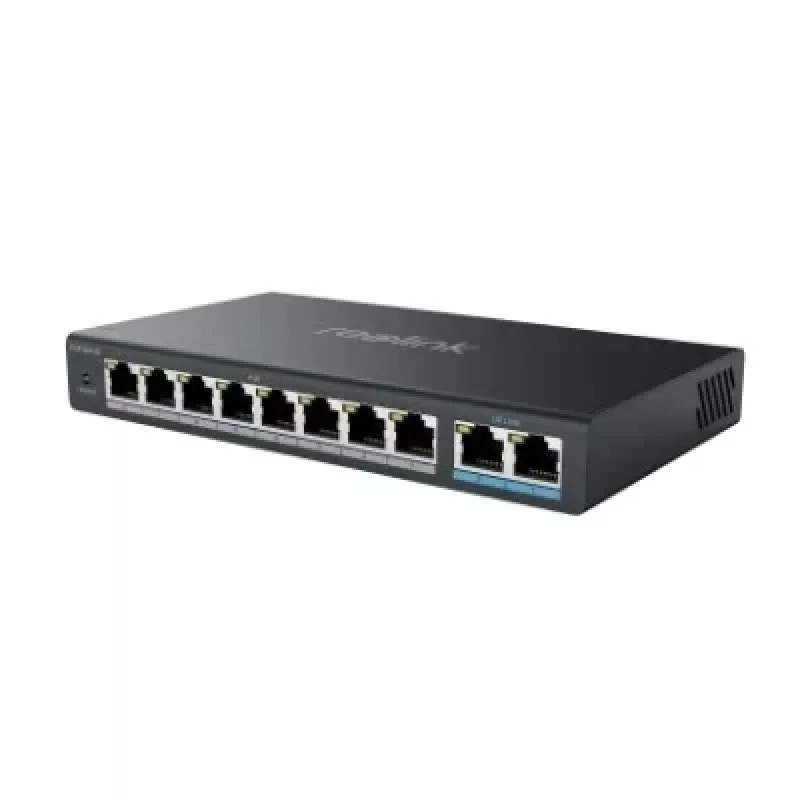 Przełącznik sieciowy PoE Reolink RLA-PS1 — 8-portowy PoE, budżet całkowity 150W, IEEE 802.3af/at, 2x Gigabit uplink