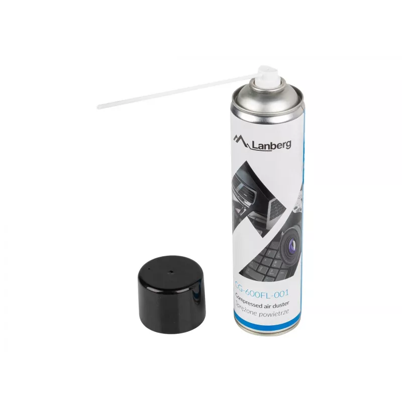 Sprężone powietrze w puszce LANBERG CG-600FL-001 — 600 ml, do czyszczenia PC, czarny/niebieski/biały