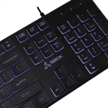 Przewodowa klawiatura USB SBOX K-22 US Czarna — układ US, czarna, przewodowe połączenie USB