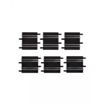 Części do torów CARRERA zestaw prostych — 3×100 mm + 3×114 mm czarny, 6 sztuk