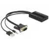 Adapter kabla wideo DeLOCK 62597 0,25 m HDMI typ A VGA D-Sub 3,5 mm USB typ A czarny