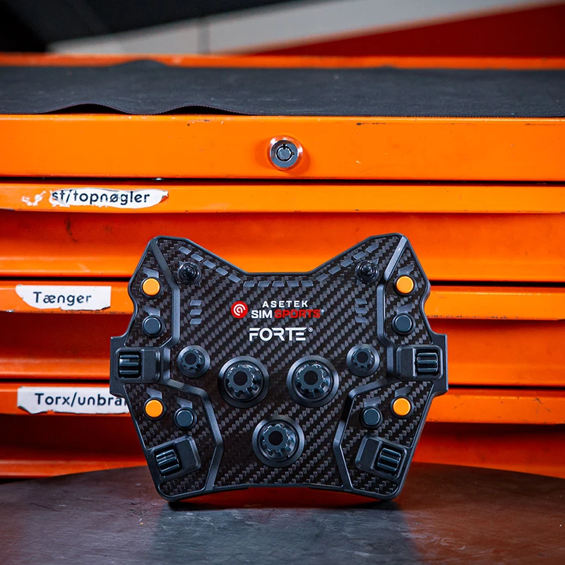 Button Box Asetek SimSports Forte GT — kompaktowy panel sterowania wyścigowego z konfigurowalnymi przyciskami i enkoderami obrotowymi