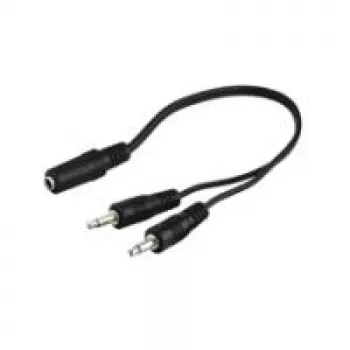 Wentronic Goobay 3,5mm-jack-Adapter kabel, Czarny, 0.2 m - jack 3,5 mm-Socket (3-Pin, Stereo) > 2x jack 3,5 mm-Plug (2-Pin, Mono) (50472)