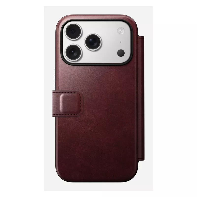 Etui na telefon Nomad Modern Leather Folio dla Apple iPhone 17 Pro, 6,3 cala (16 cm), skóra bordowa