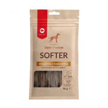 Przysmaki dla psa MACED Softer Wołowina z marchewką 100 g — miękkie gryzaki treningowe wołowo-marchewkowe dla dorosłych psów