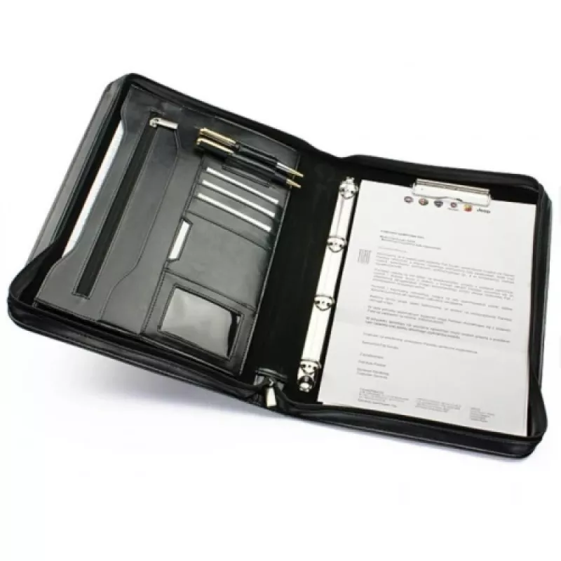 Segregator A4 z zaciskiem i 4 pierścieniami, czarny, 355x260x50mm
