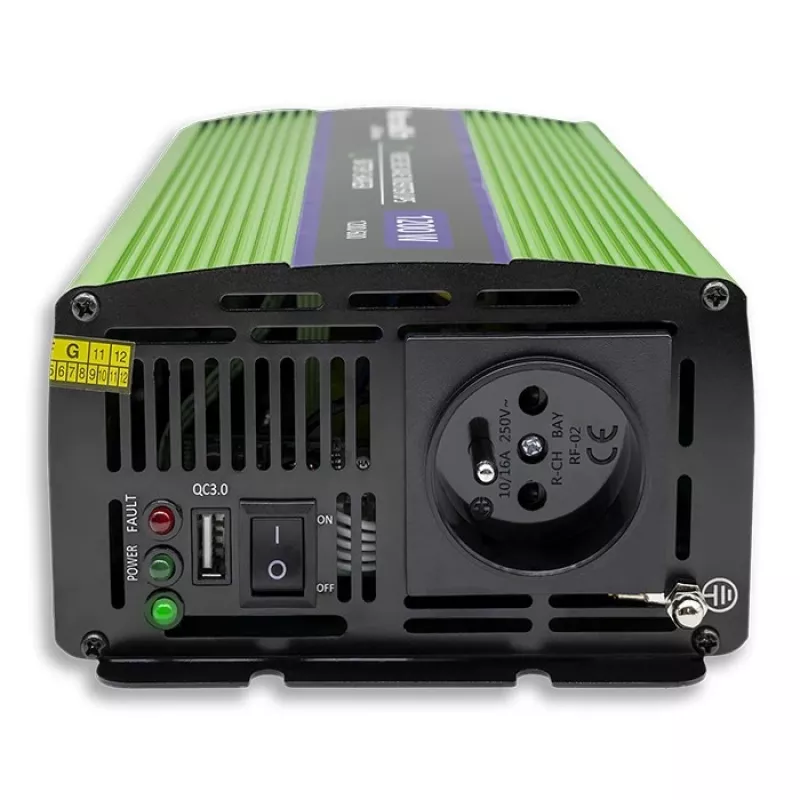 Przetwornica samochodowa Qoltec Monolith 1200 W Zielona 12 V