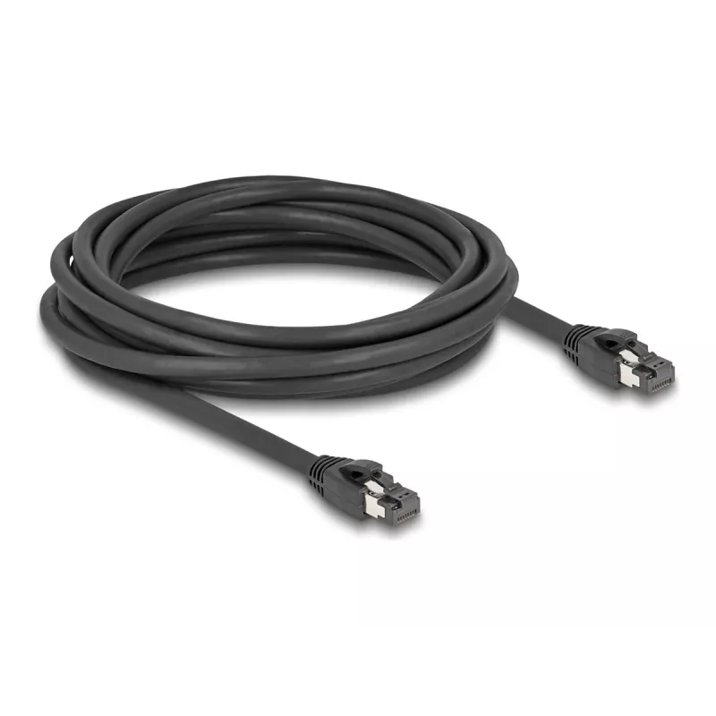 Delock - Kabel sieciowy - RJ-45 (M) do RJ-45 (M) - 5,0 m - 7,5 mm - S/FTP - CAT 8.1 - bezhalogenowy, Snagless, do 40 Gb/s szybkości transmisji danych - czarny (80236)