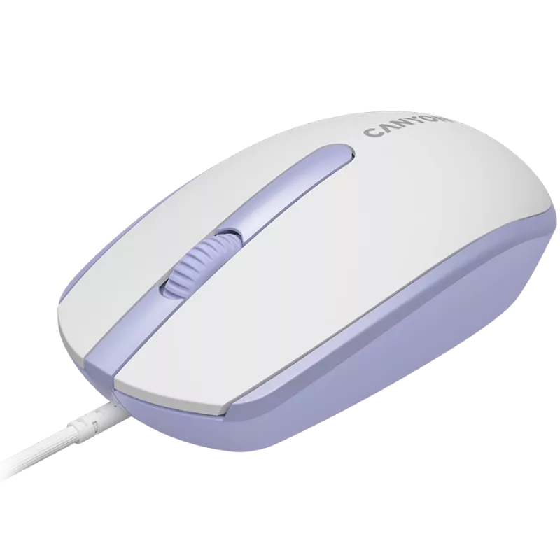 Mysz CANYON M-10 przewodowa biała lawendowa