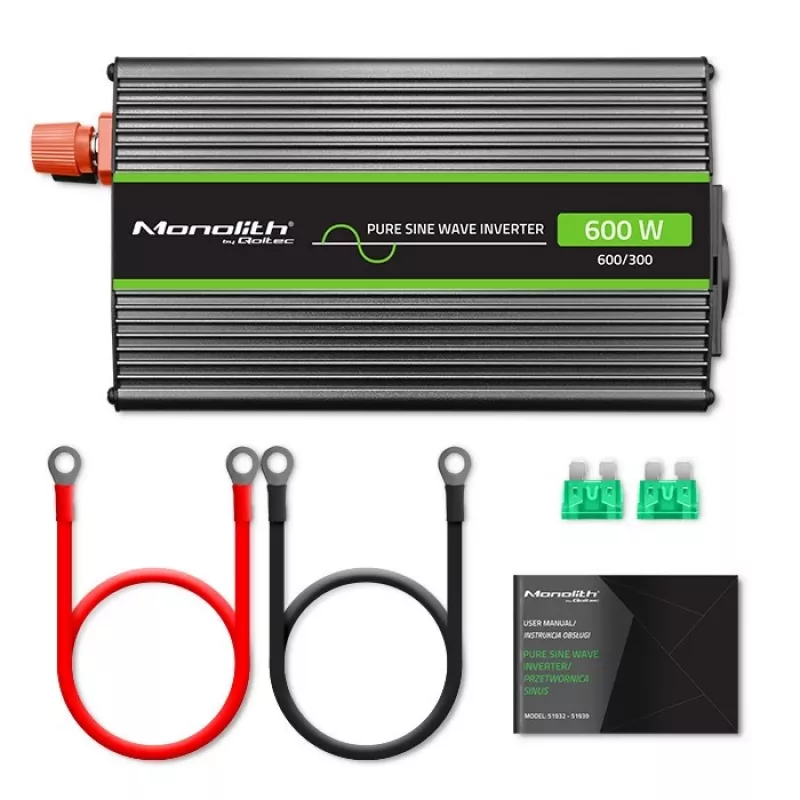 Qoltec Monolith zasilacz-przetwornica samochodowa 600 W 12 V