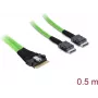 Wewnętrzny kabel PCIe 4.0 DELOCK cienki SAS SFF-8654 8i do 2× OCuLink SFF-8611 4i 0,5 m