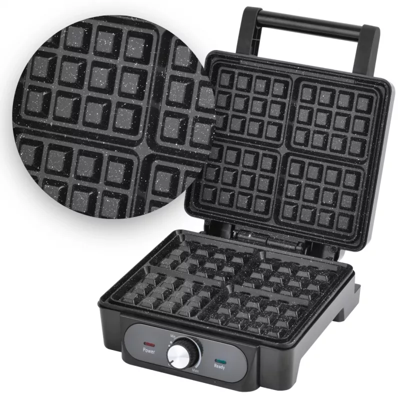 Gofrownica Lovio LVWF001BK — 1400 W, czarna, elektryczna gofrownica blatowa