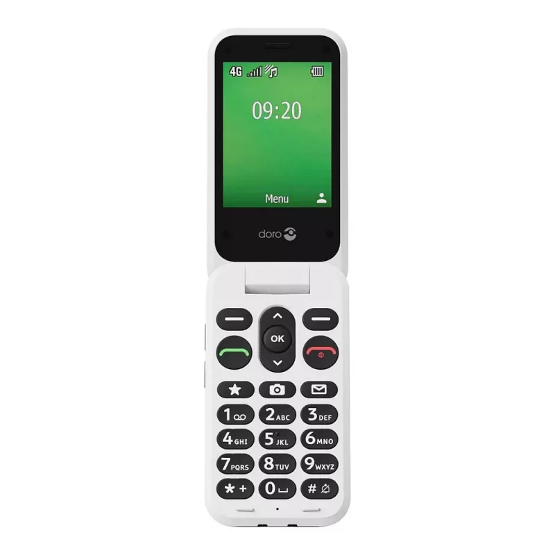 Doro Leva E22 Feature Phone z klapką, 2,8 cala (7,11 cm) Wyświetlacz, Single SIM, 0,3 MP kamera, 1150 mAh, 127,8 g, Czerwony/Biały