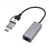 Adapter sieciowy Gigabit USB 3.1 Type-C Gembird A-USB3AC-LAN-01 — 1× RJ-45, 1000 Mb/s, USB 3.2 Gen 1, obudowa metalowa, szary