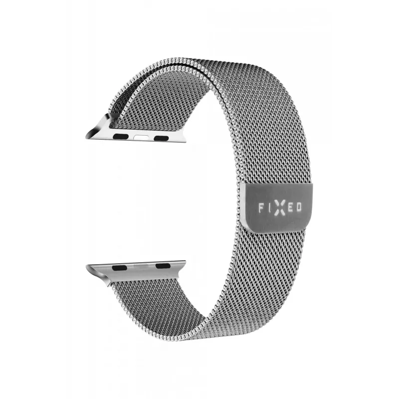 Siateczkowy pasek FIXED do Apple Watch 38/40/41mm — FIXMEST-436-SL srebrny, stal nierdzewna Milanese, regulowany