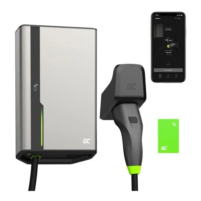 Wallbox zielony Cell GC EVGC021B2250 3.6-22 KW 5m NFC Szary Aluminium