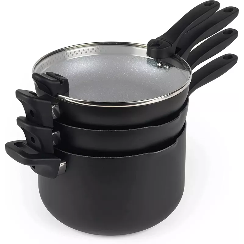 Zestaw naczyń kuchennych Russell Hobbs RH01840EU7 — 4-częściowy, kompaktowy, metaliczny marmur