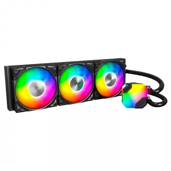 Chłodzenie wodne AIO Montech Hyper Flow ARGB 360 mm czarne — chłodnica 360 mm, ARGB, chłodzenie CPU w obiegu zamkniętym