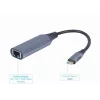 Karta sieciowa Gembird A-USB3C-LAN-01 Type-C USB 3.2 Gen 1, Gigabit RJ-45, kabel 0,15 m, metalowa obudowa, szary/czarny