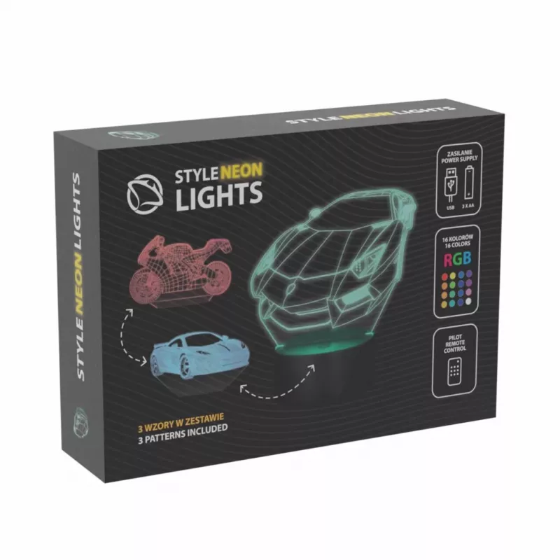Dekoracja świetlna pojazdu LED RGB 3D MANTA SNL120RGB — lampa RGB do samochodów i motocykli