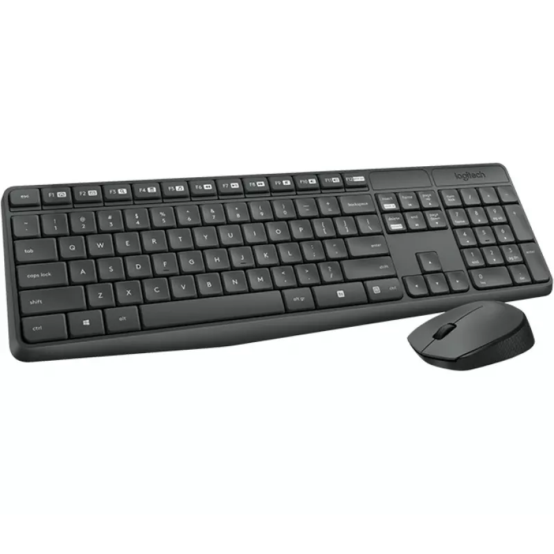 Logitech MK235 Bezprzewodowy zestaw klawiatury i myszy pełnowymiarowy szary