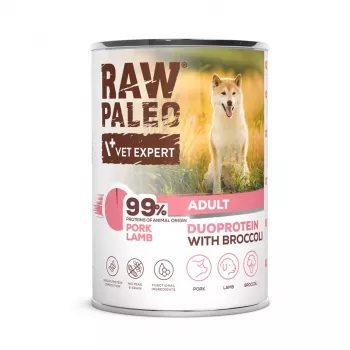 Mokra karma dla psa VETEXPERT RAW PALEO Duoprotein Wieprzowina & Jagnięcina Adult 400 g, bezzbożowa, bezglutenowa