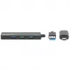 Manhattan USB-C & USB-A Combo Dock/Hub, Porty (4): USB-A (x4), 5 Gb/s (USB 3.2 Gen1 znane jako USB 3.0), zasilany przez USB (nie wymaga zewnętrznego zasilacza)