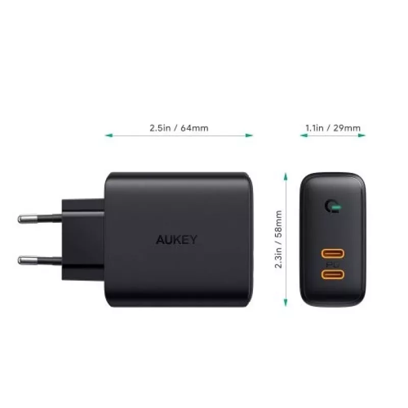 Ładowarka do urządzeń mobilnych AUKEY PA-D2 36W Czarna Wewnętrzna