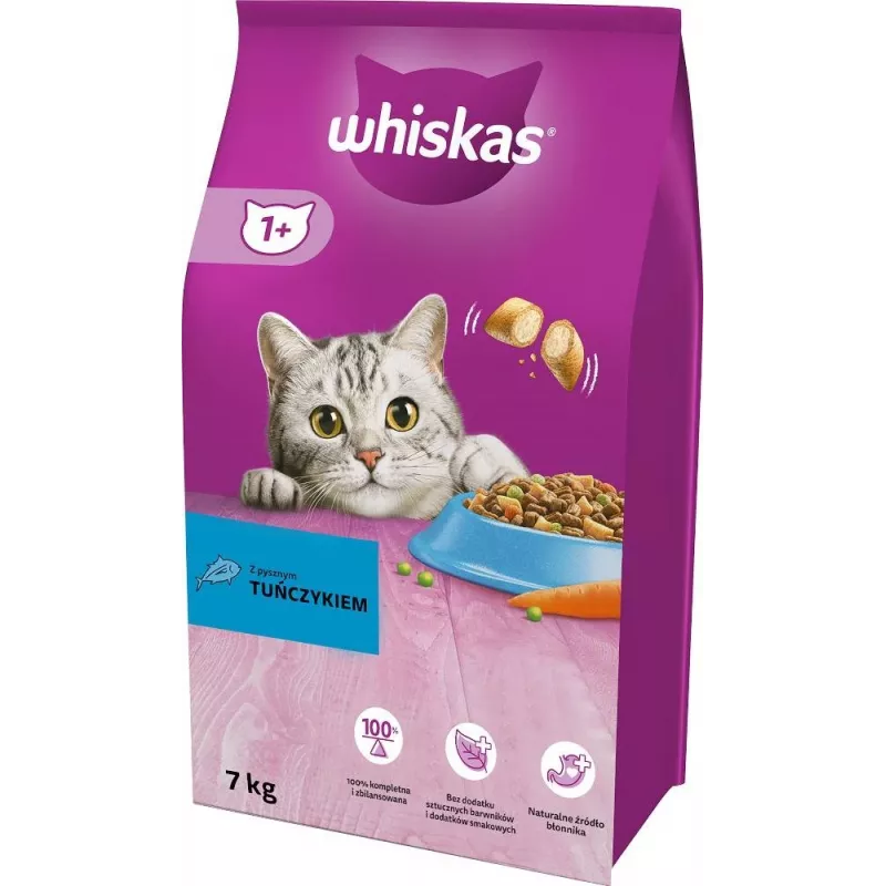 Sucha karma dla kota Whiskas Cat Adult z tuńczykiem 7 kg — pełnoporcjowa sucha karma dla dorosłych kotów, 30,8% białka, 12% tłuszczu