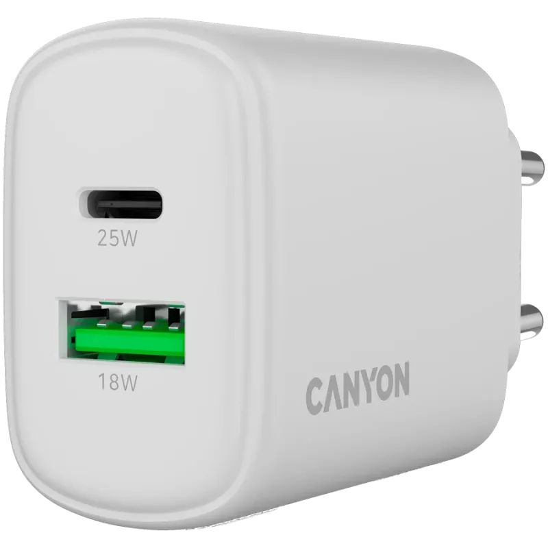 Ładowarka CANYON OnCharge 250 25W 1xPD 1xQC EU Biała