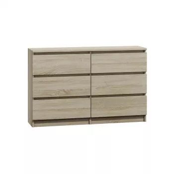 Komoda Top e Shop M6 120 SON 2x3, Dąb, 6 szuflad, 1200×300×770 mm