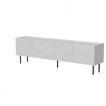 Szafka RTV cama meble LUCCA 4D, 2000×400×590 mm, biała, blat z płyty wiórowej