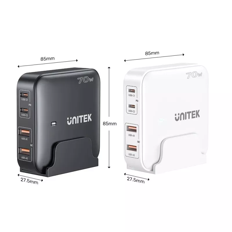 Ładowarka biurkowa Unitek P1228AWH01-EU 70W 2×USB-A 2×USB-C