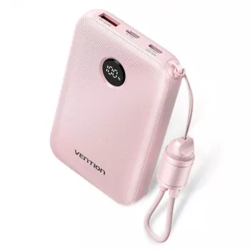 Power bank Vention FKAP0-C 10000 mAh, 2× USB-C + 1× USB-A, 22.5 W, Różowy