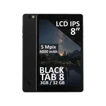 Tablet BLOW CzarnyTAB8 8 cali 4G LTE, 3 GB RAM, 32 GB eMCP, Android 14, IPS 1200×1920, MicroSD