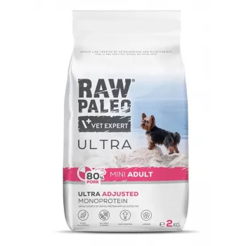 Sucha karma dla psa VETEXPERT RAW PALEO Ultra Pork Mini Adult 2 kg — dorosłe psy małych ras, wieprzowina, 31% białka, 17,5% tłuszczu