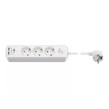 Listwa zasilająca Goobay 3-dzielna z włącznikiem i USB, kabel 1,5 m, typ F