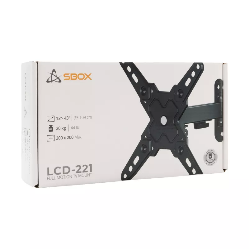 SBOX uchwyt LCD LCD-221-2 do ekranów 13–43 cale, do 20 kg, VESA 200x200
