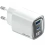 Szybka ładowarka USB i USB-C 30W GaN usams CC229 biała — wskaźnik LED, kompaktowa konstrukcja