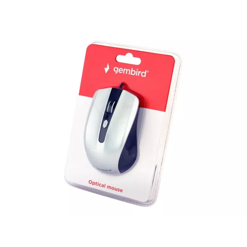 Przewodowa symetryczna mysz optyczna GEMBIRD MUS-4B-01-BS, USB typu A, 1200 DPI, 4 przyciski, czarno-srebrna