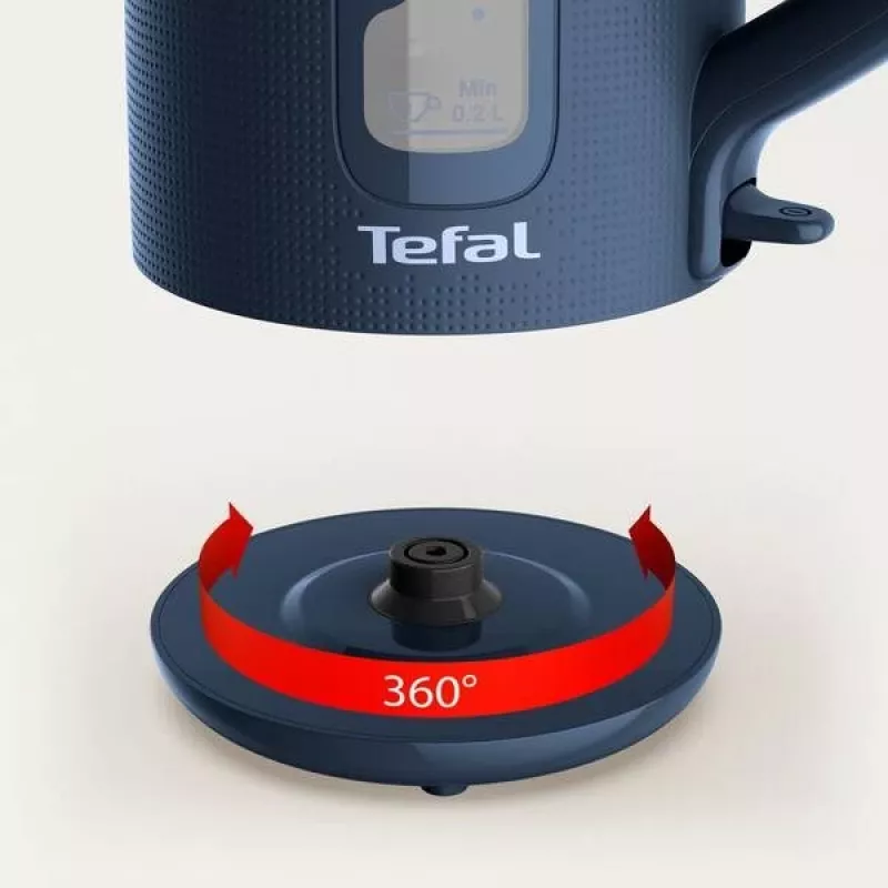 Czajnik elektryczny Tefal KO2M0410 — 1,7 l, 2400 W, niebieski, wskaźnik poziomu wody, filtr przeciwwapienny