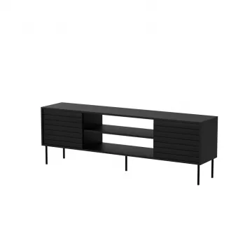 Szafka TV cama meble CORTINA EF 180×40×60 cm, czarna, blat z płyty wiórowej, czarna rama