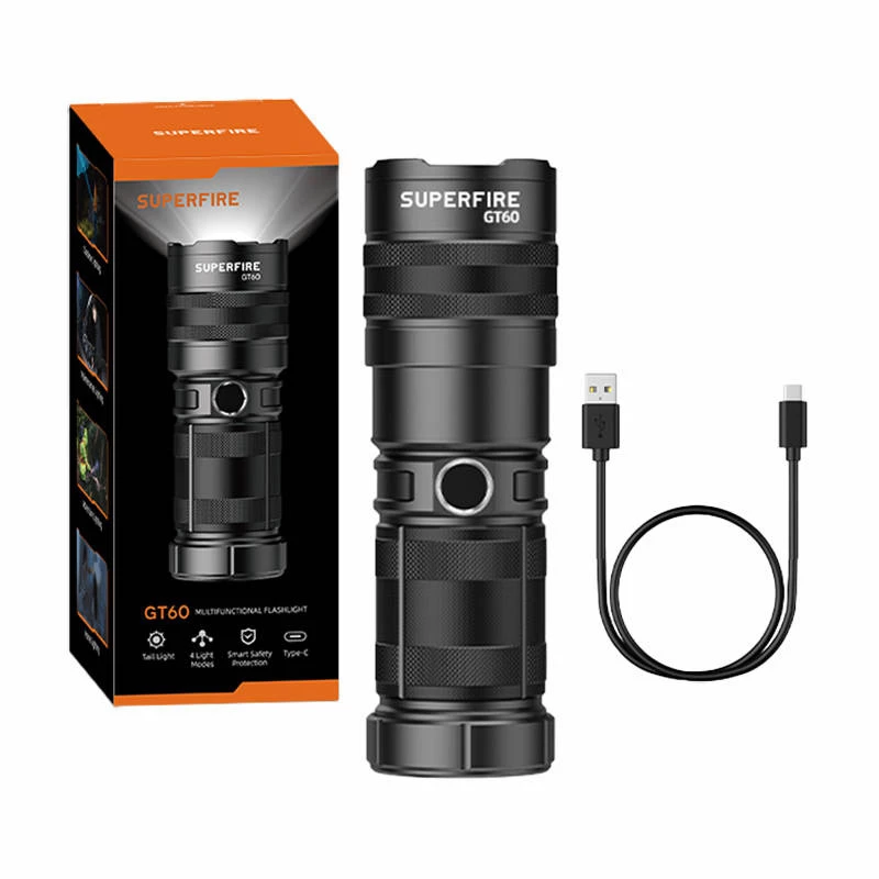 Latarka Superfire GT60, 2600 lm, ładowalna przez USB-C latarka ręczna