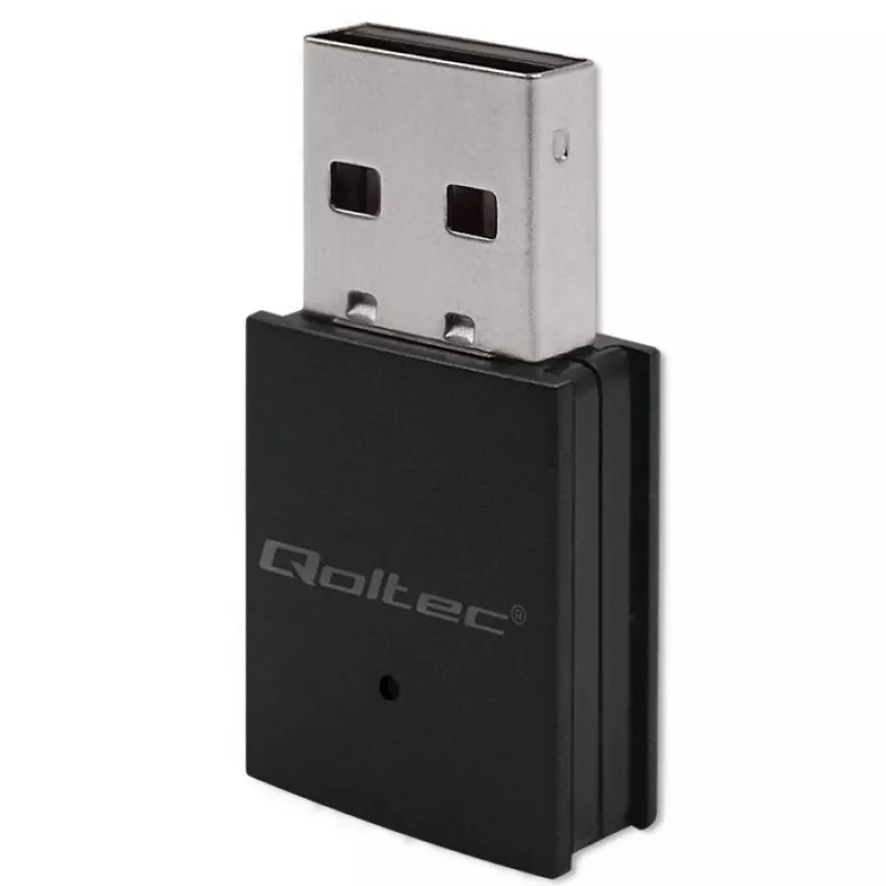 Bezprzewodowy mini adapter USB Wi-Fi QOLTEC 57007 — jednopasmowy 2.4 GHz, do 150 Mbps, antena wewnętrzna