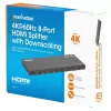 Manhattan 4K@60Hz 8-portowy rozdzielacz HDMI ze skalowaniem w dół, rozdziela jedno wejście HDMI na osiem wyjść HDMI (1x8), 18G, przełącznik EDID do skalowania w dół, czarny