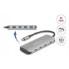 Hub USB-C DELOCK 64323 — host USB 3.2 Gen 2 Type-C, HDMI + 2× USB-A + 2× USB-C, 10 Gbit/s, szary