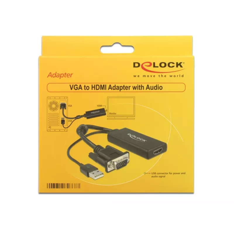 Kabel DeLOCK 0,25m VGA+USB2.0-A/HDMI
