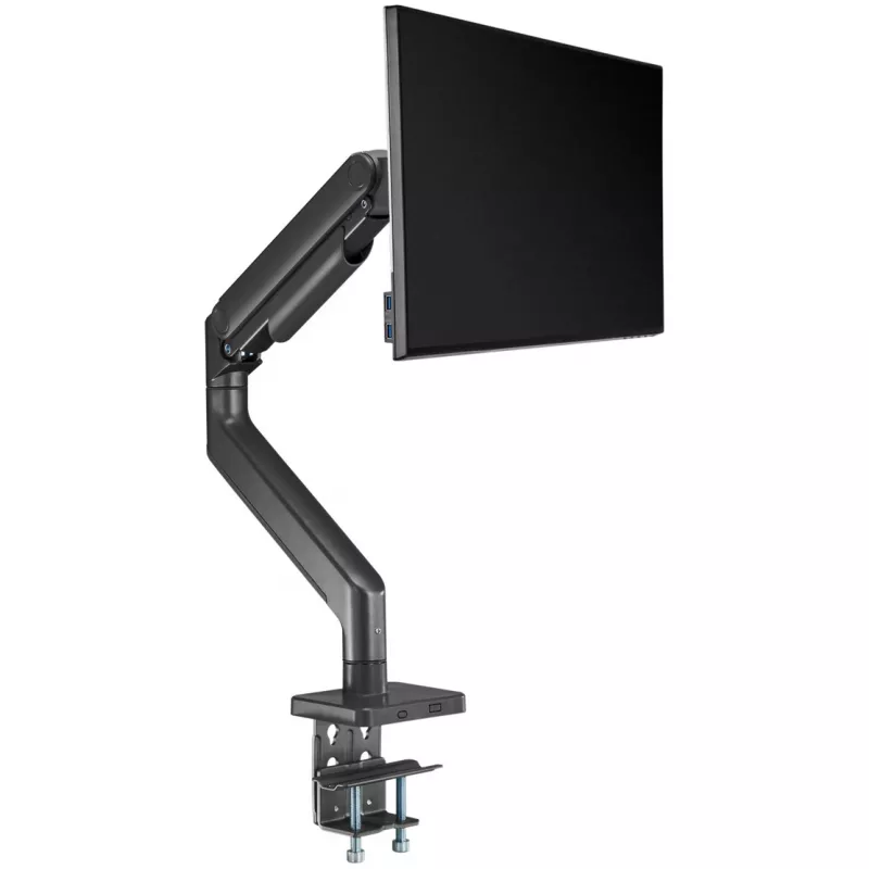 Uchwyt do monitora DIGITUS Single, zacisk, do 49 cali (124,5 cm), 20 kg, VESA 75x75–100x100, pochylenie -20° do 50°, regulacja wysokości, czarny