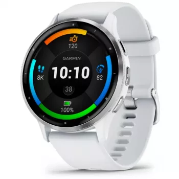 Smartwatch GARMIN Venu 3 — 1,4-calowy AMOLED, koperta 45 mm, GPS, Wi‑Fi, 8 GB, srebrno-biały, pasek silikonowy